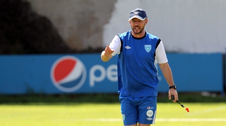 Rubén González captado en un entrenamiento de la Selección Nacional. (Foto Prensa Libre:Edwin Fajardo).