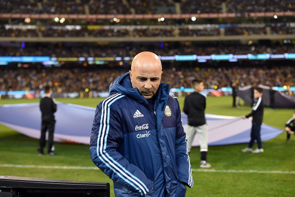 Jorge Sampaoli tendrá su segunda prueba al frente de Argentina contra Singapur. (Foto Prensa Libre: AFP)