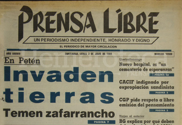 Titular de Prensa Libre del 3 de julio de 1989. (Foto: Hemeroteca PL)