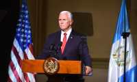 US Vice-President Mike Pence delivers a press conference at the Culture Palace in Guatemala City on June 28, 2018.Pence met Guatemalan President Jimmy Morales, Salvadorean President Salvador Sanchez Ceren and Honduran President Juan Orlando Hernandez during his visit to Guatemala City. / AFP PHOTO / ORLANDO ESTRADA