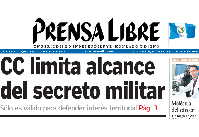 Titular de Prensa Libre del 9 de marzo de 2005. (Foto: Hemeroteca PL)