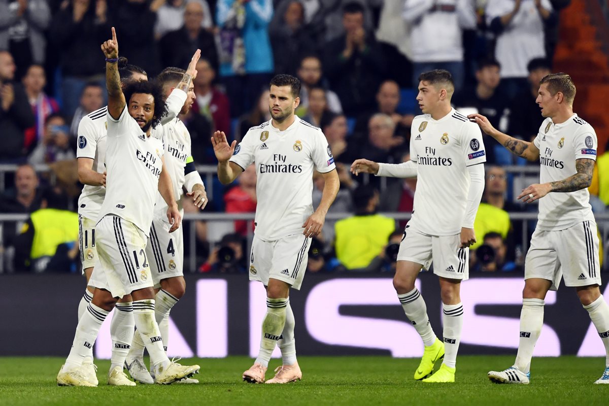 El Real Madrid superó 2-1 al Viktoria Plzen, el gol definitivo fue de Marcelo. (Foto Prensa Libre: AFP)