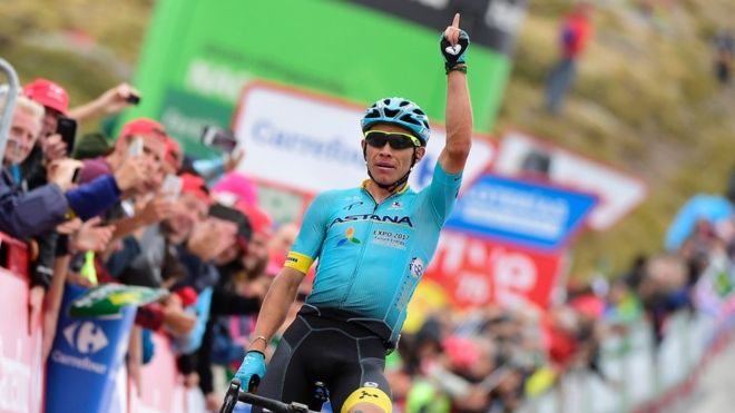 "Superman" López ha ganado dos etapas en la Vuelta a España. (Foto Prensa Libre: AFP)