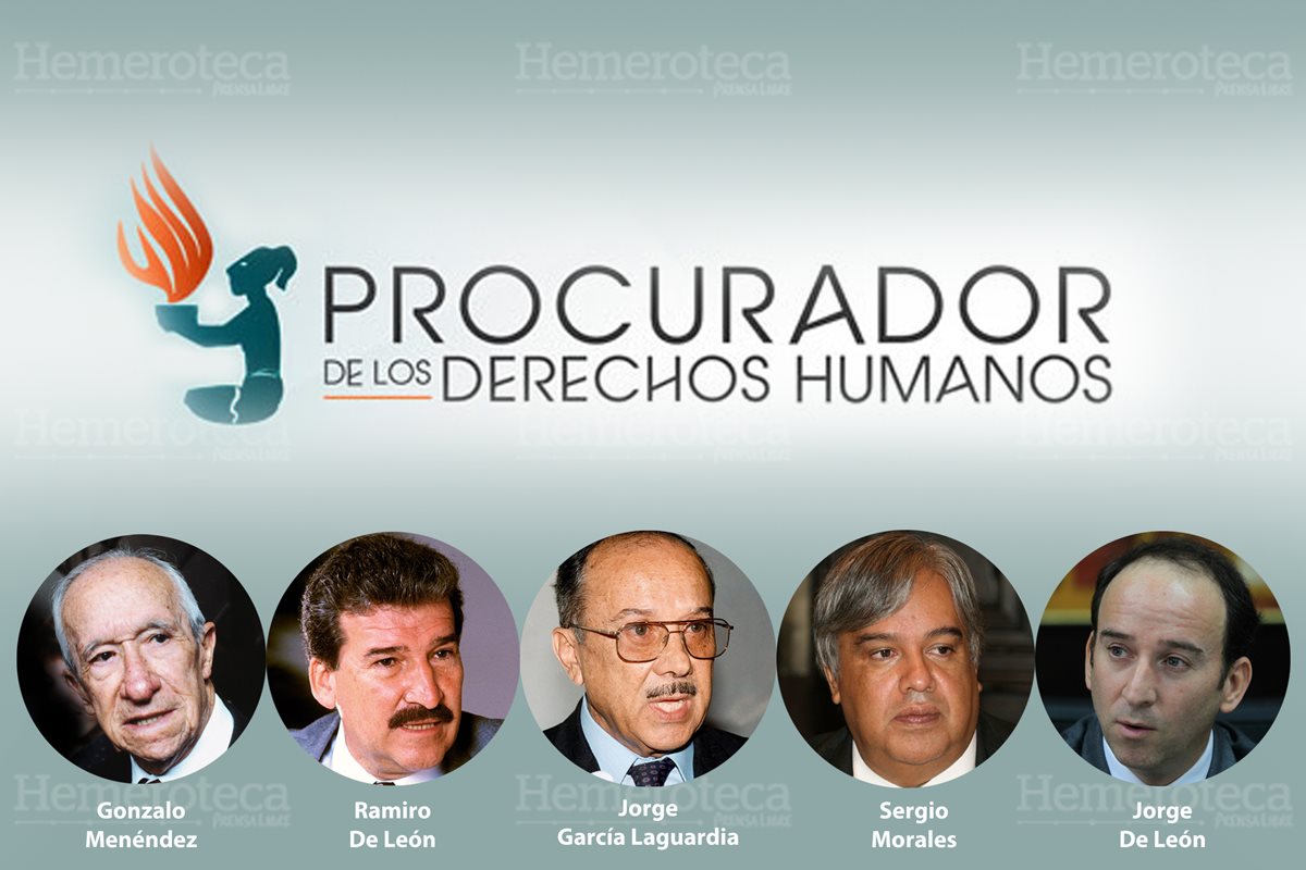 Personajes que han ocupado el cargo de Procurador de los Derechos Humanos. (Fotoarte: Hugo Cuyán Vásquez)