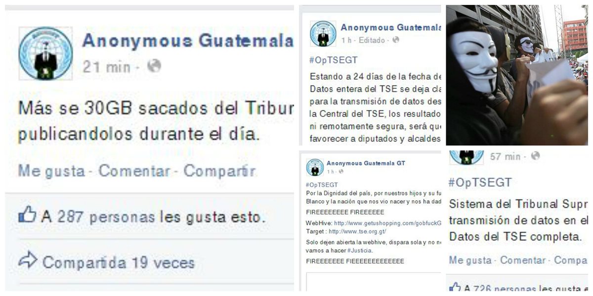 Según Anonymus Guatemala tienen en su poder la base de datos del Tribunal Supremo Electoral. (Foto: Prensa Libre)