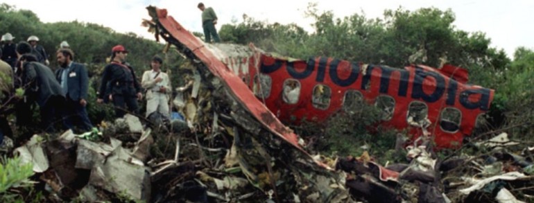 Restos del avión de Avianca, que estalló en pleno vuelo, dejando 107 muertos. (Foto Prensa Libre: AP)