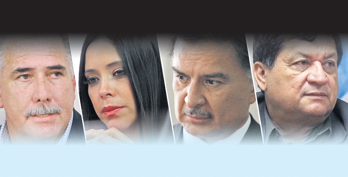 Salvador Gándara, Julia Maldonado, Alfonso Portillo, Baudilio Hichos, aspirantes a cargos públicos (Foto Prensa Libre: Hemeroteca)