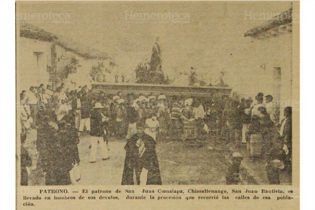 Procesión de San Juan Bautista en San Juan Comalapa, Chimaltenango, el 24 de junio de 1970. (Foto: Hemeroteca PL)