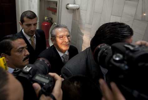 José Efraín Ríos Montt, en la Torre de Tribunales, el 28 de enero último, al saber que va a juicio por genocidio.