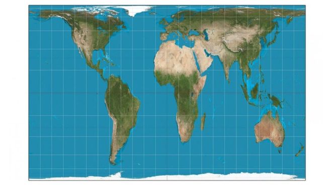 La proyección Gall-Peters muestra la verdadera proporción de los continentes. WIKIMEDIA COMMONS