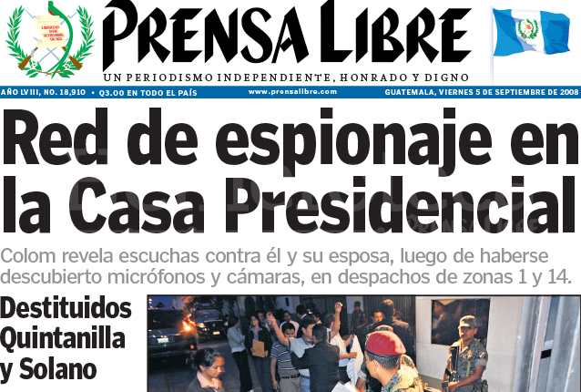 Titular de Prensa Libre del 5 de septiembre de 2008. (Foto: Hemeroteca PL)
