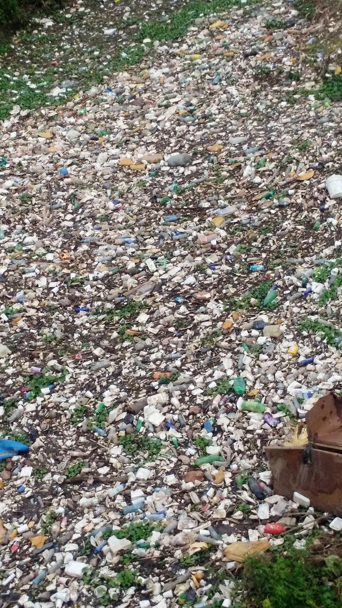 El plástico es uno de los principales desechos que se vierten en el río San José. (Foto Prensa Libre: Mario Morales)