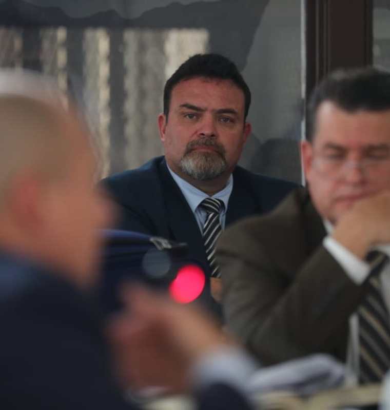 El exdirector del sistema carcelario Édgar Camargo durante la audiencia.(Foto Prensa Libre: Erick Avila).