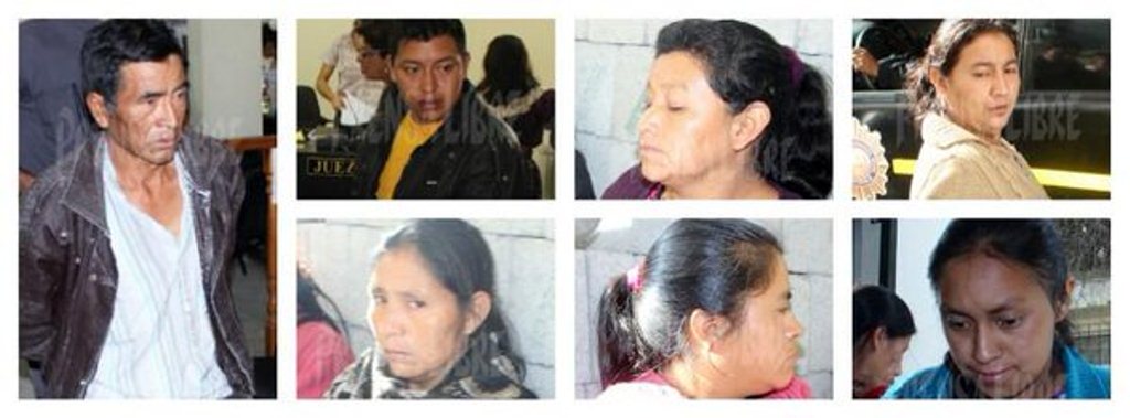 Los siete sindicados de haber cometido delito electoral en Chichicastenango, Quiché. (Foto Prensa Libre: Óscar Figueroa)