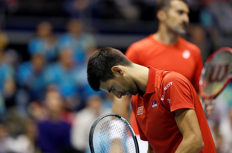 Djokovic se quedó con las ganas de celebrar en dobles de la Copa Davis. (Foto Prensa Libre: AP)