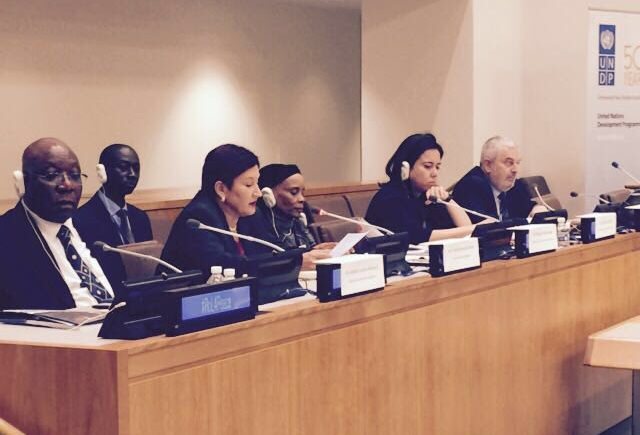 La fiscal general Thelma Aldana expone el caso Sepur Zarco ante el PNUD en New York, Estados Unidos. (Foto Prensa Libre: Cortesía)