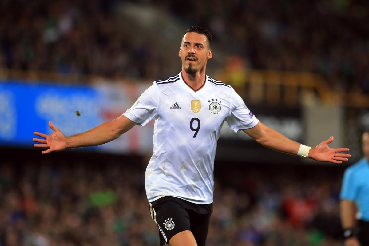 El delantero Sandro Wagner, de las nuevas figuras de la selección de Alemania. (Foto Prensa Libre: AFP)