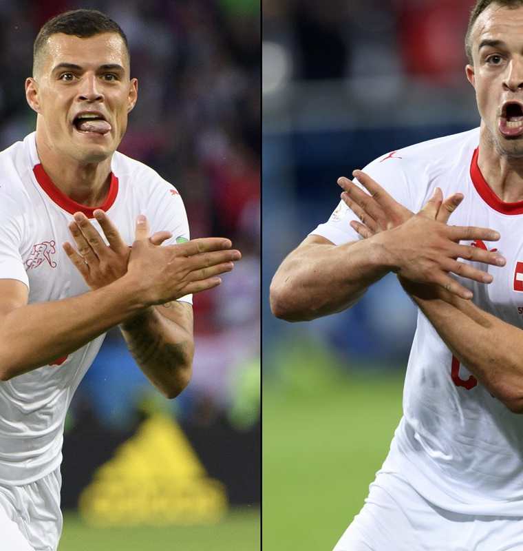 Xhaka empató el juego contra Serbia y Shaqiri cerró la remontada de los suizos. (Foto Prensa Libre: EFE)