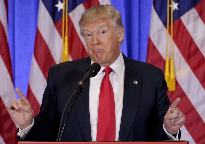 Donald Trump brindó el miércoles su primera conferencia de prensa luego de ser electo presidente de EE. UU. (Foto Prensa Libre: AP).