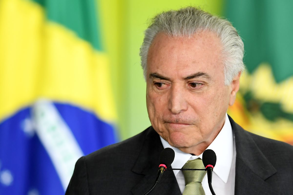 Michel Temer habla durante una ceremonia en el Palacio del Planalto, Brasilia, (Foto Prensa Libre: AFP).