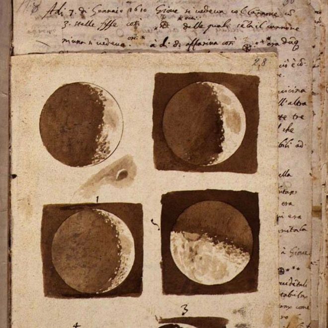 Galileo publicó sus dibujos de la Luna en 1610 en su obra Siderus Nuncius o Mensajero Sideral. Foto: gentileza ESA
