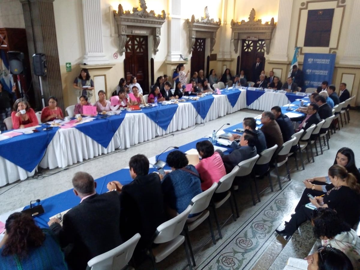 Vista de la reunión con sectores sociales por la discusión de las dos iniciativas de ley. (Foto Prensa Libre: Óscar Rivas)