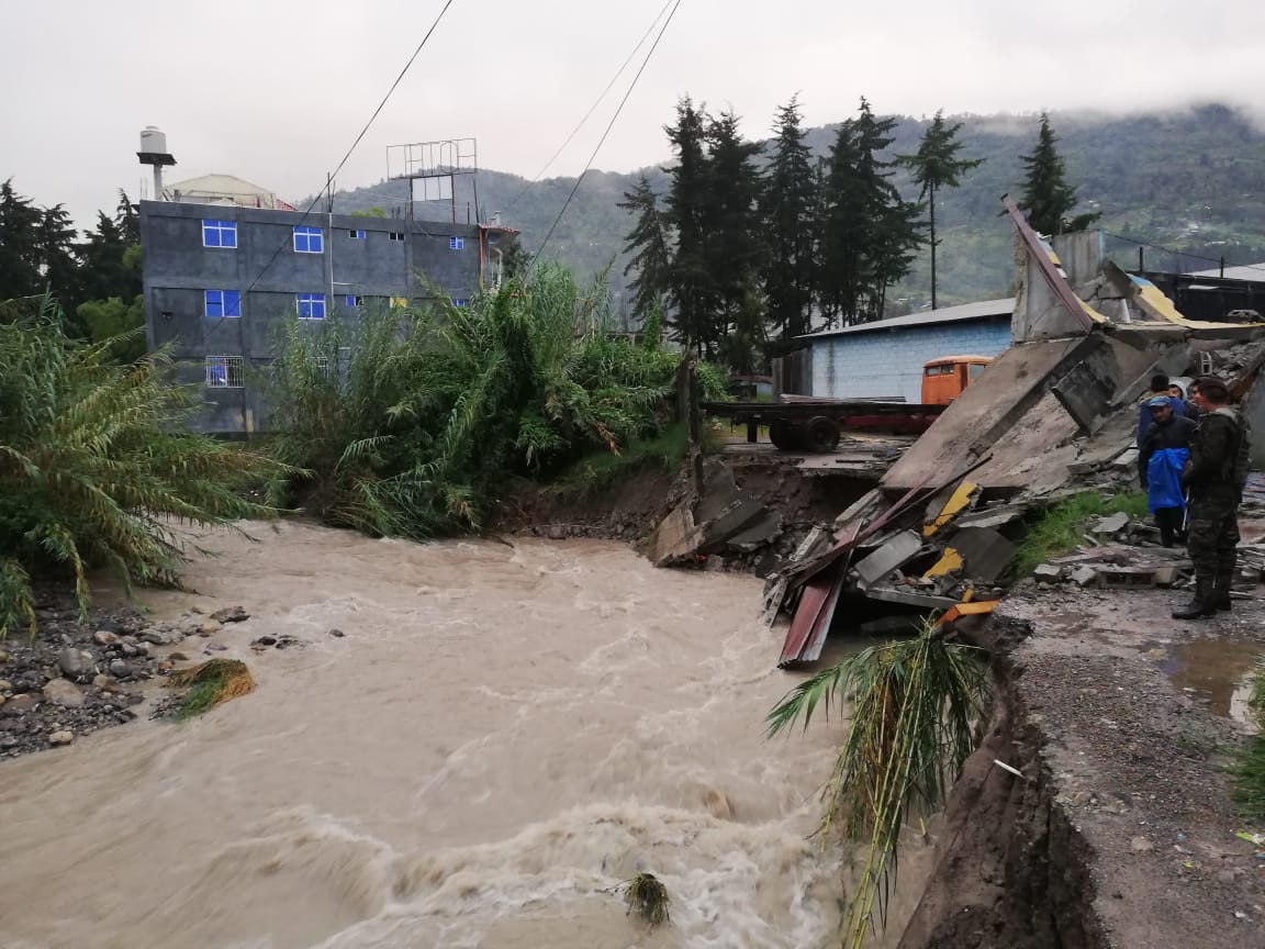 Desborde de río Cambalá provoca daños en casas de Barillas, Huehuetenango. (Foto Prensa Libre: Conred)