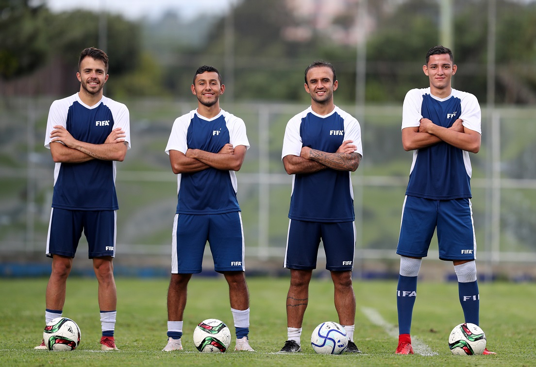 Rodrigo Saravia, Cristian Jiménez, José Manuel Contreras y José Carlos Martínez, representan el sentimiento de la Selección Nacional en su nueva era. (Foto Prensa Libre: Carlos Vicente)