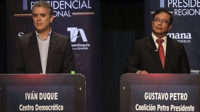 Iván Duque y Gustavo Petro fueron los dos candidatos más votados en la primera vuelta de las elecciones presidenciales de Colombia. GETTY IMAGES