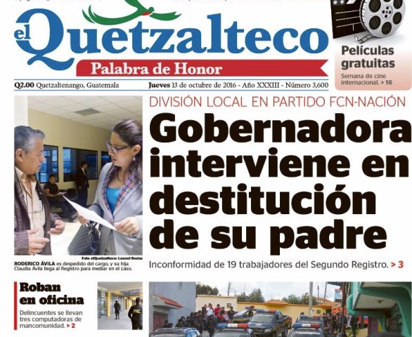 elQuetzalteco revela que pudo haber influencia de la gobernadora para impedir una destitución en el Segundo Registro de la Propiedad. (Foto Prensa Libre: elQuetzalteco)