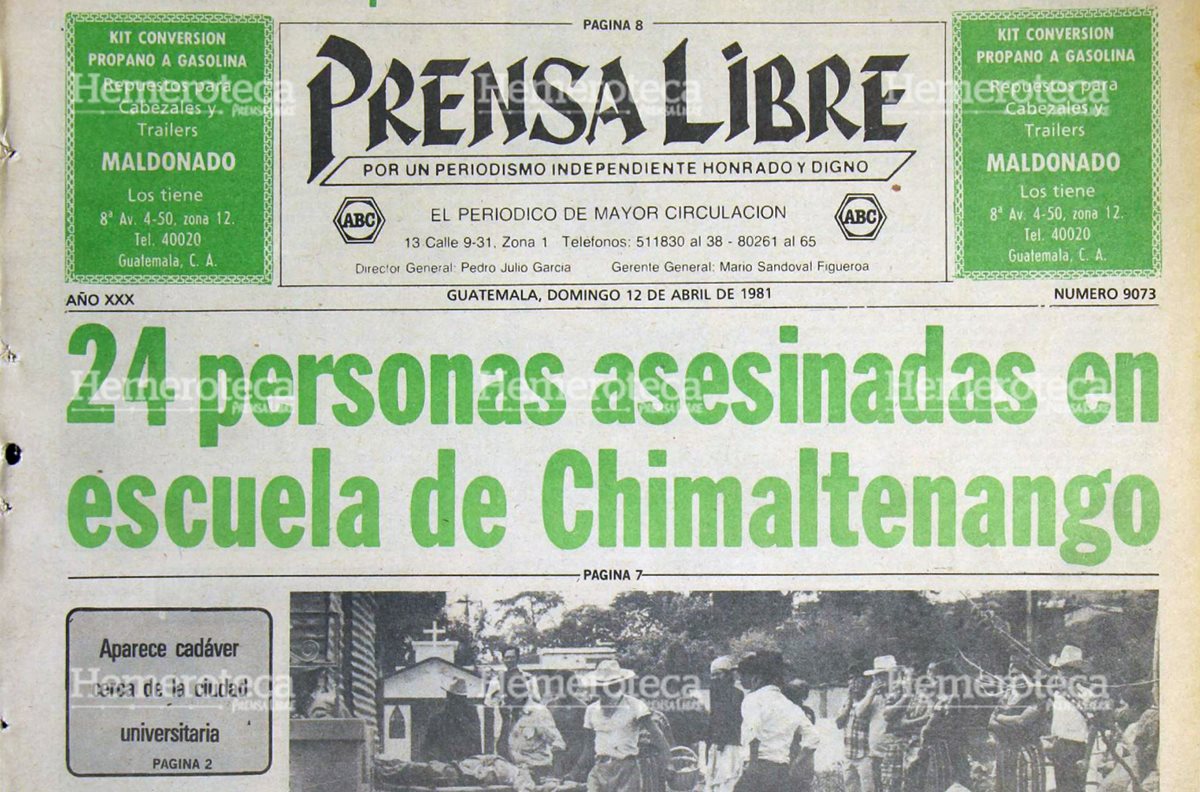 Portada de Prensa Libre del 12 de abril de 1981. Foto: Hemeroteca PL
