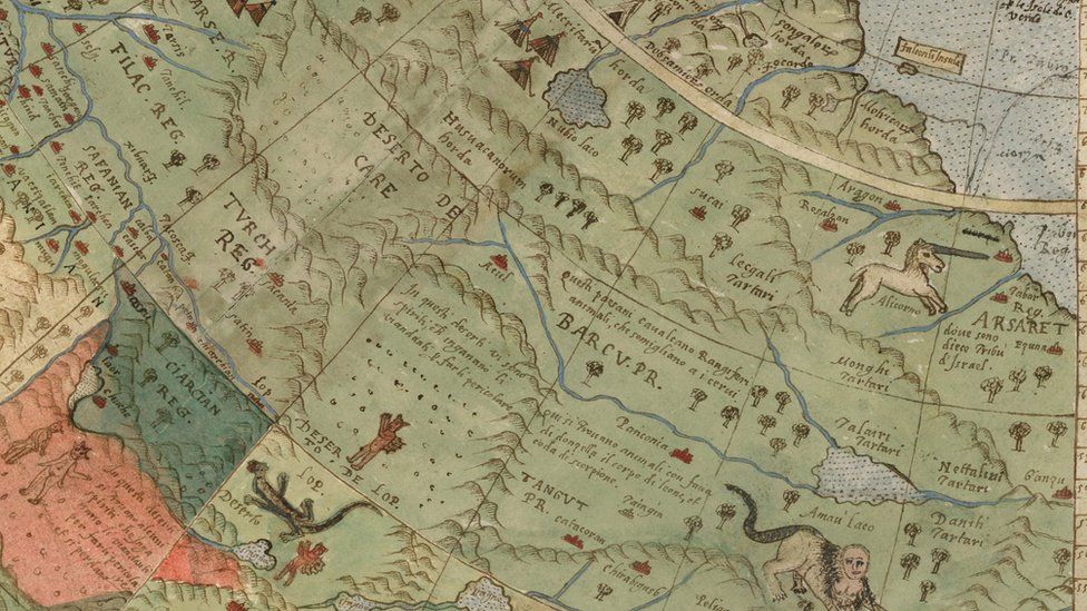 En Siberia hay algunas criaturas extrañas... ¡Y un unicornio! (Foto gentileza de David Rumsey Map Collection).