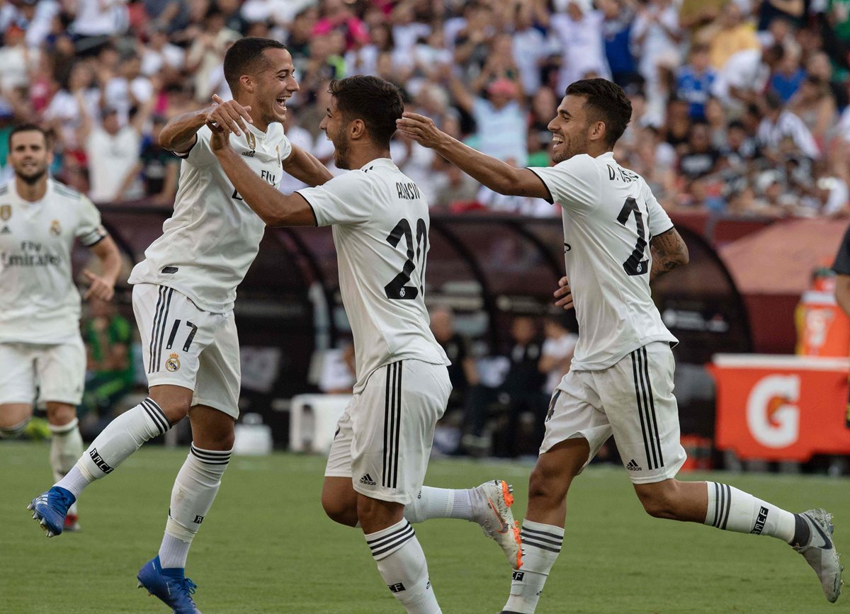 Asensio dio el primer triunfo del Real Madrid en esta pretemporada. (Foto Prensa Libre: AFP)