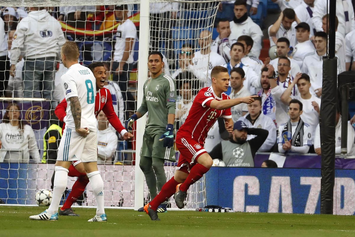 Kimmich, del Bayern Múnich, celebra tras marcar ante el Real Madrid el primer gol del partido.