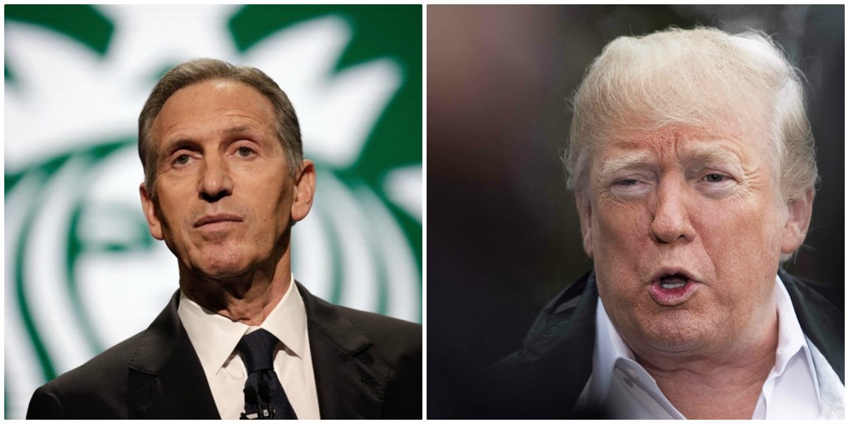 Desde la última campaña, Schultz (a la izquierda) en distintos foros ha sido contrario al proceder de Donald Trump. (Fotos Prensa Libre: AFP)