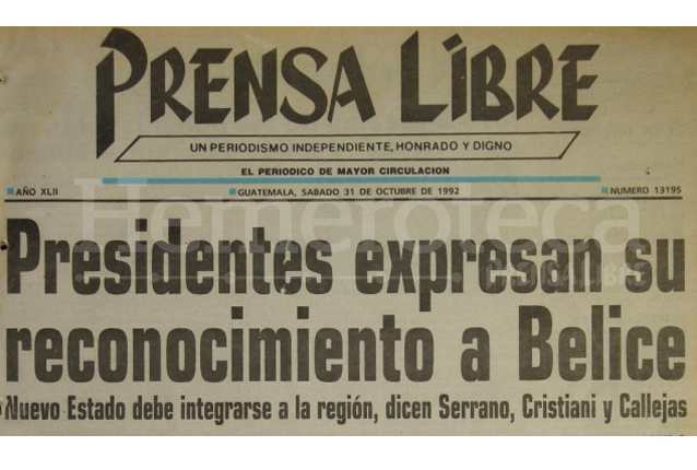 Titular de Prensa Libre del 31 de octubre de 1992. (Foto: Hemeroteca PL)