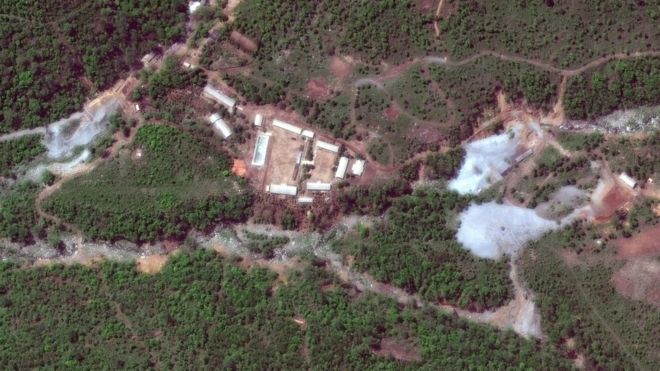Una imagen satelital del centro de pruebas nucleares de Punggye-ri antes de las reportadas detonaciones. REUTERS