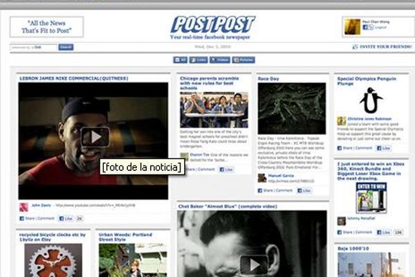 Portada del periódico en tiempo real de Facebook.