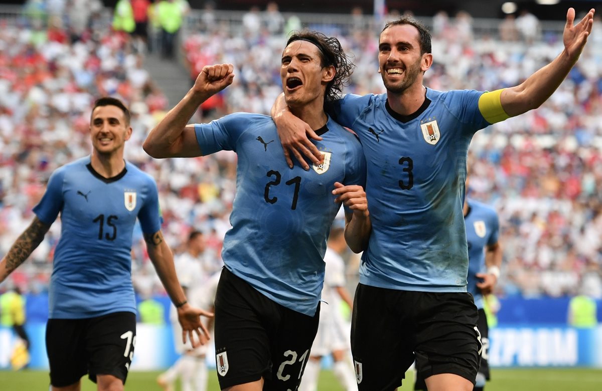 Edinson Cavani selló la goleada en favor de Uruguay contra Rusia. (Foto Prensa Libre: AFP)