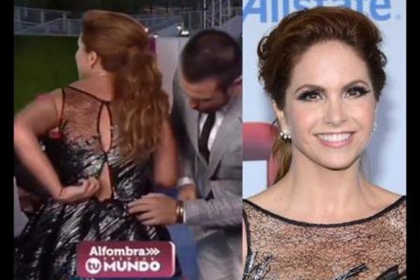 Lucero sufrió un pequeño accidente con el vestido que utilizó en la velada.