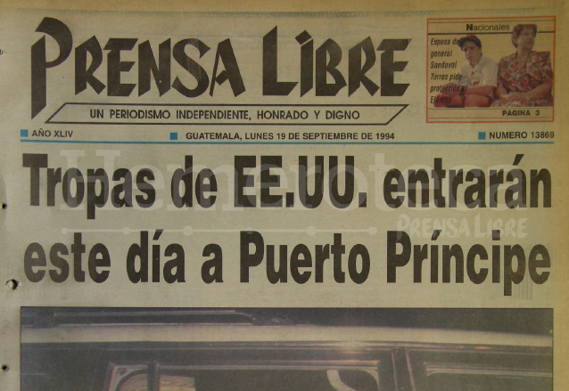 Titular de Prensa Libre del 19 de septiembre de 1994. (Foto: Hemeroteca PL)