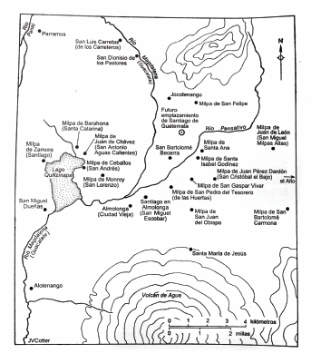Milpas fundadas por los españoles alrededor del valle de Panchoy.