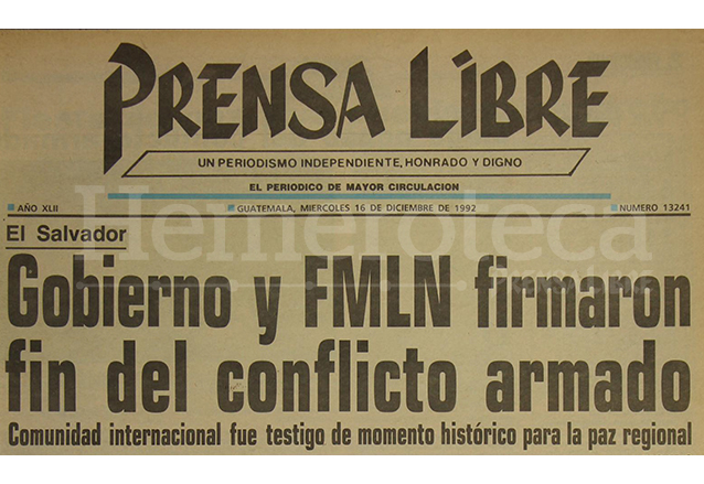 Portada de Prensa Libre del 16 de diciembre de 1992. (Foto: Hemeroteca PL)