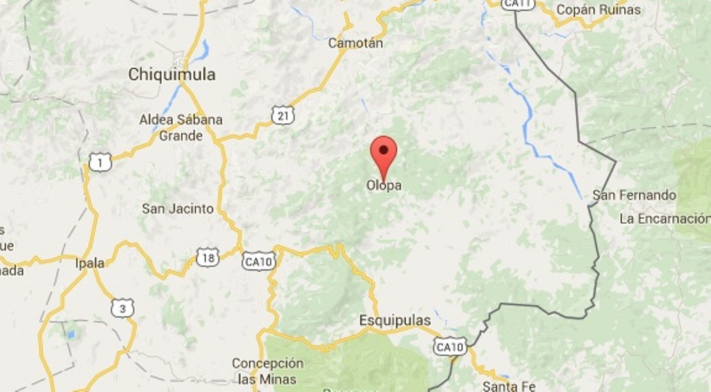 Mapa de Olopa, Chiquimula, donde ocurrió el delito. (Foto Prensa Libre: Google Maps).