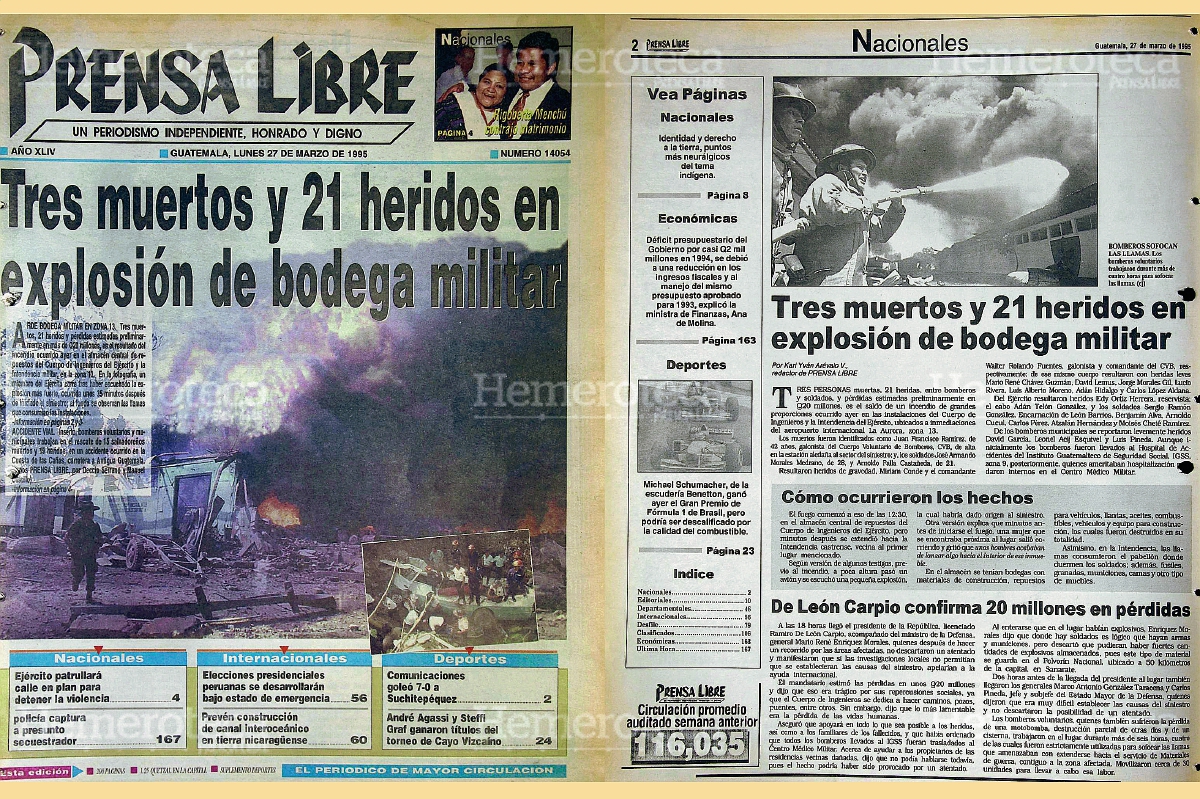 Explosión en bodega militar. Foto: Hemeroteca PL