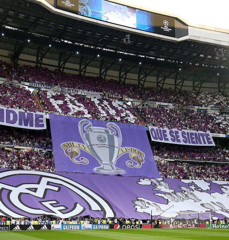 Este es el mosaico que lució hace una semana el Santiago Bernabéu, en el partido de ida. (Foto Prensa Libre: Redes Sociales)