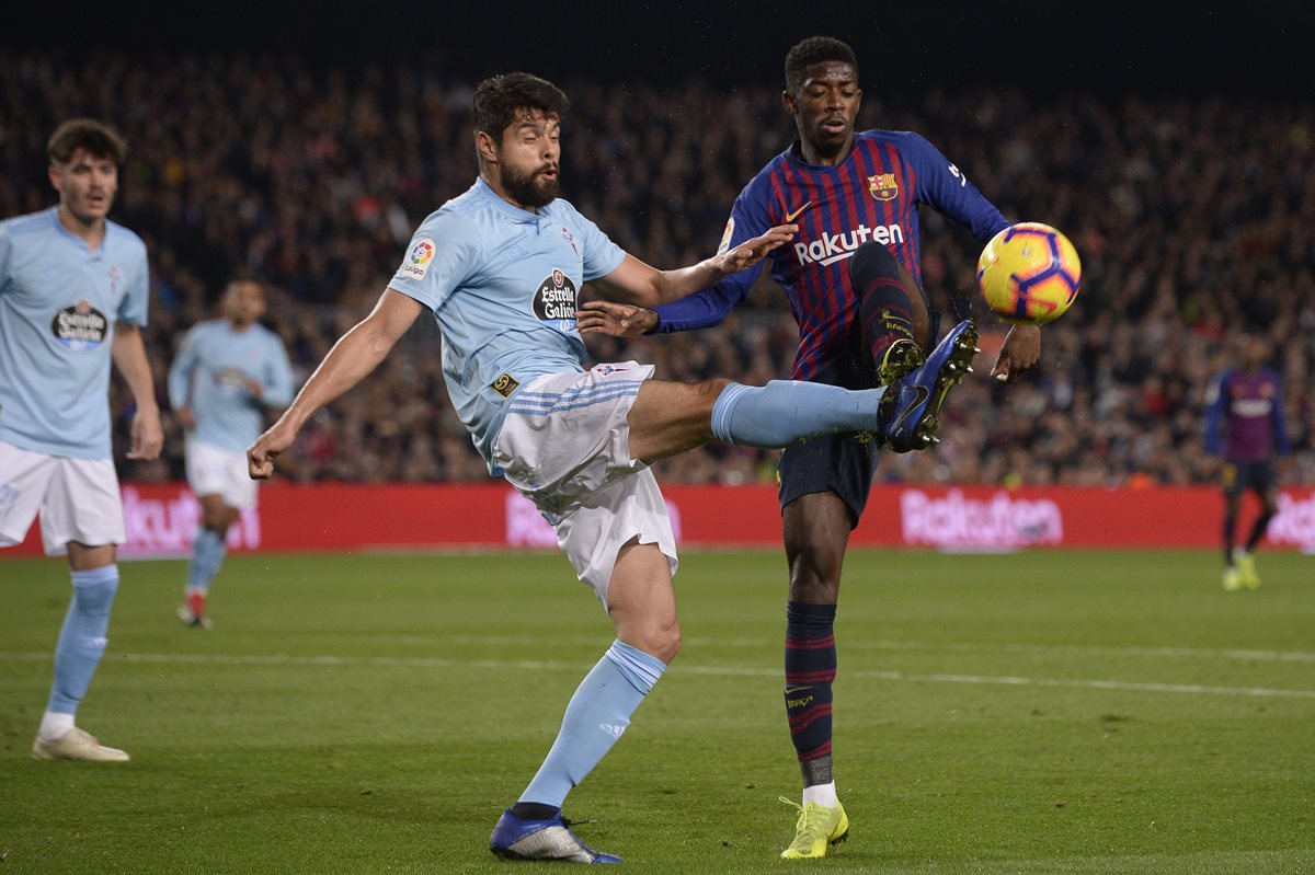 El francés Ousmane Dembelé abrió el marcador para el Barcelona. (Foto Prensa Libre: AFP)