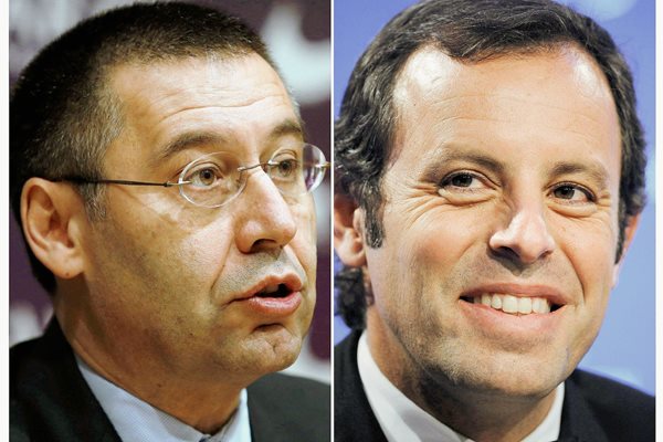 Eel presidente del FC Barcelona, Josép María Bartomeu, y de su antecesor en el cargo, Sandro Rosell, buscan evitar el juicio. (Foto Prensa Libre: EFE)