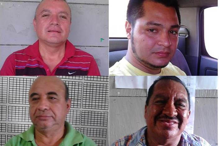 Los cuatro de los capturados en Malacatán, San Marcos, sindicados de cometer delitos electorales. (Foto Prensa Libre: PNC)