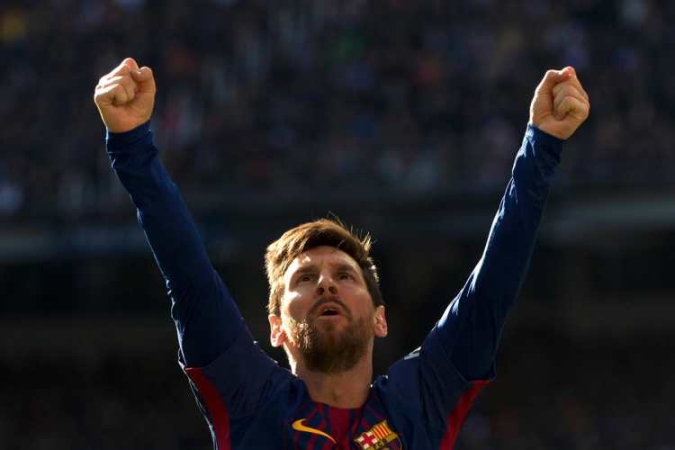 El festejo de Lionel Messi al marcar el 0-2.